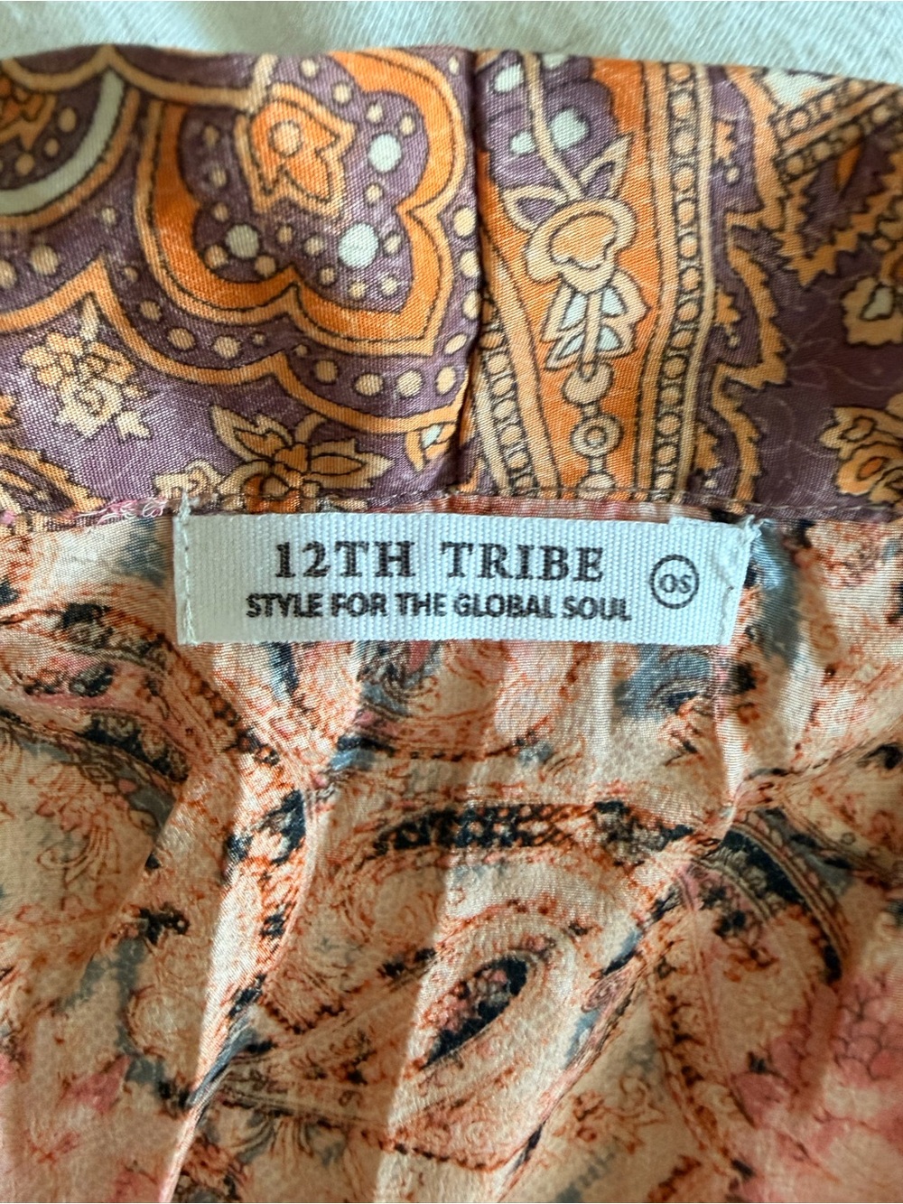 12th Tribe Boho Paisley Top in Orange and Purple - Picture 3 of 3